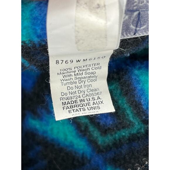 Vtg Columbia Fleece Pullover Made in USA Mens M Blue Aztec Geometric 1/4 Zip - Picture 9 of 9